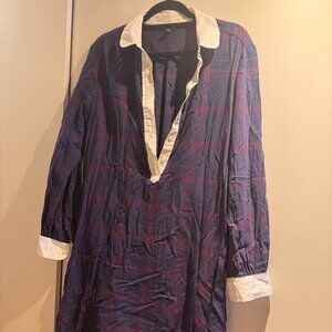 Brooks Brothers Women’s Plaid Shirt Dress – Size 16 – Navy & Purple